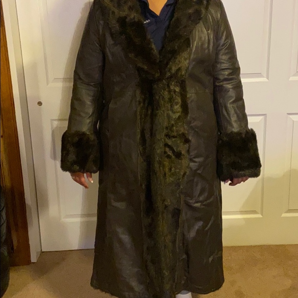 Women’s Reversible Faux Fur/Leather Brown Coat